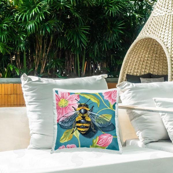 Stupell Industries Kate Jarvik Birch | Fuzzy Bee On Floral Pattern Throw Pillow