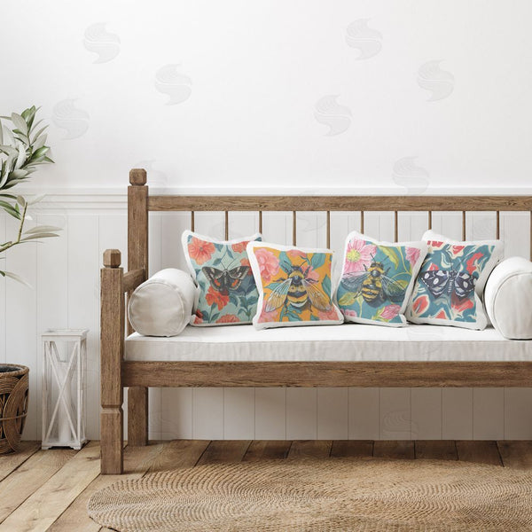 Stupell Industries Kate Jarvik Birch | Insects On Flower Patterns Throw Pillow