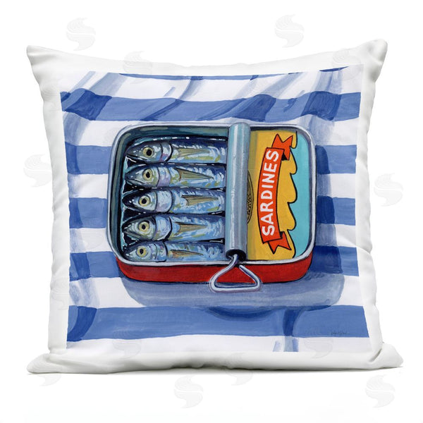Stupell Industries Kate Jarvik Birch | Sardines On Striped Cloth Throw Pillow