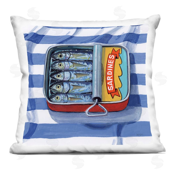 stupell industries Kate Jarvik Birch | Sardines On Striped Cloth Throw Pillow