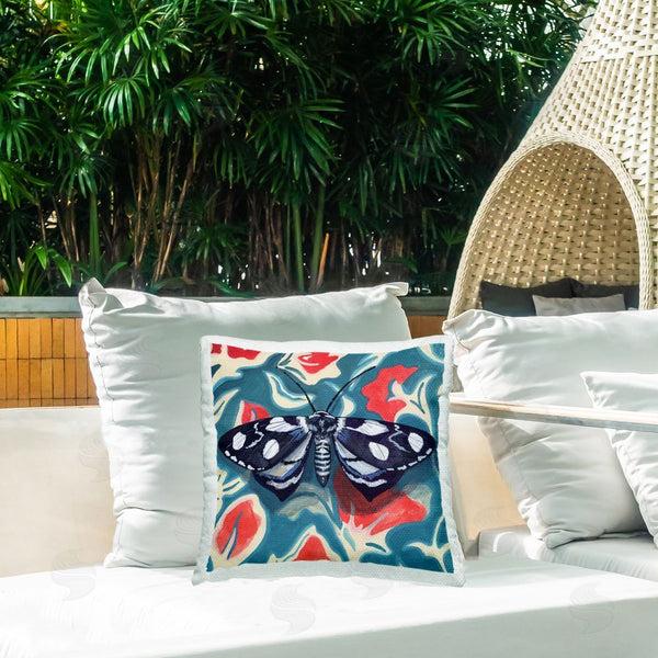 Stupell Industries Kate Jarvik Birch | Symmetrical Moth On Beautiful Flowers Throw Pillow