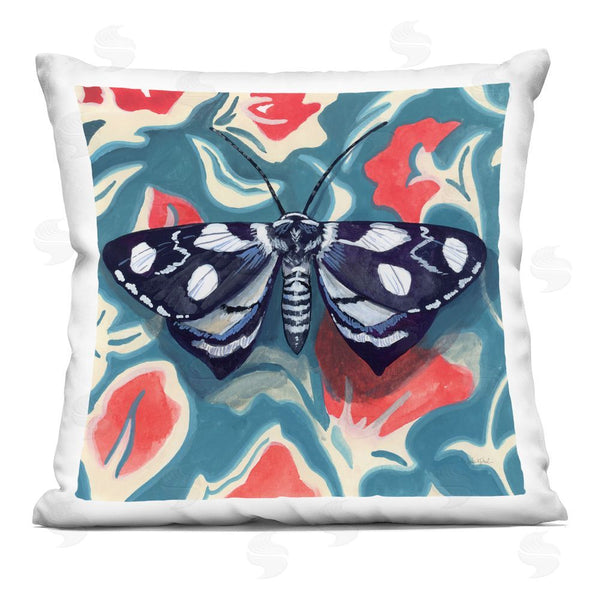 stupell industries Kate Jarvik Birch | Symmetrical Moth On Beautiful Flowers Throw Pillow