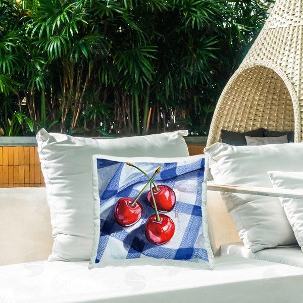 Stupell Industries Kate Jarvik Birch | Three Picnic Cherries On Gingham Throw Pillow