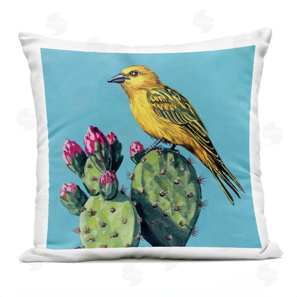 Stupell Industries Kate Jarvik Birch | Yellow Bird On Cacti Bloom Throw Pillow