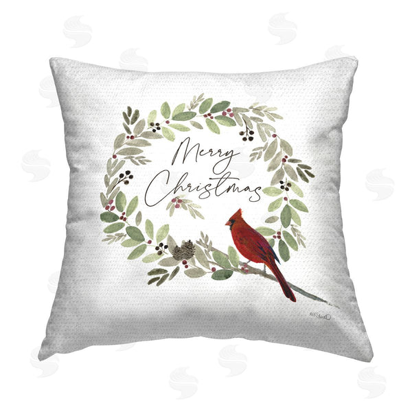 Stupell Industries Kate Sherrill | Christmas Cardinal Wreath Printed Throw Pillow