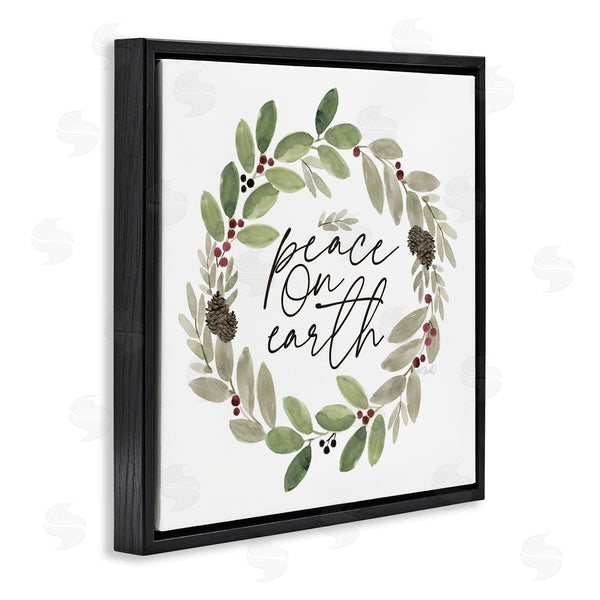 Stupell Industries Kate Sherrill | Peace On Earth Calligraphy Seasonal Watercolor Wreath Wall Art