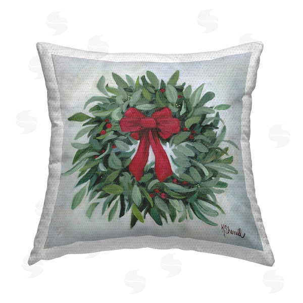 Stupell Industries Kate Sherrill | Traditional Holiday Wreath Printed Throw Pillow