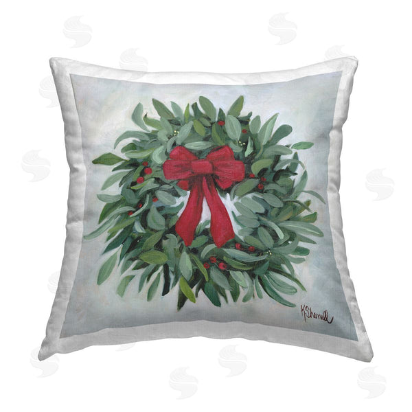 stupell industries Kate Sherrill | Traditional Holiday Wreath Printed Throw Pillow