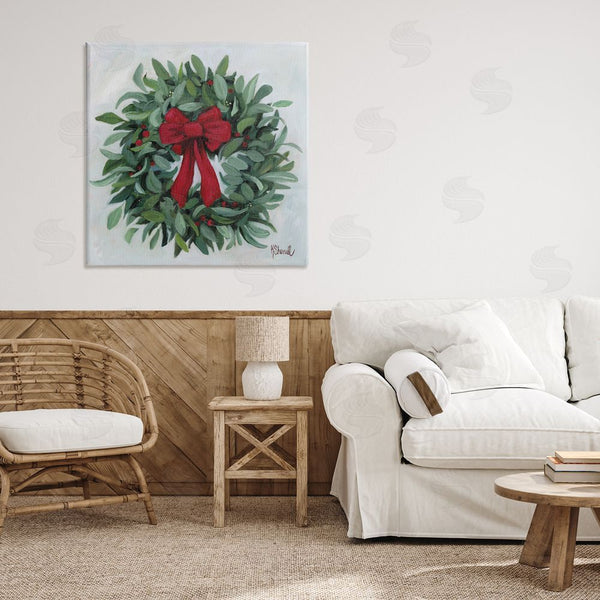 Stupell Industries Kate Sherrill | Wreath With Red Bow