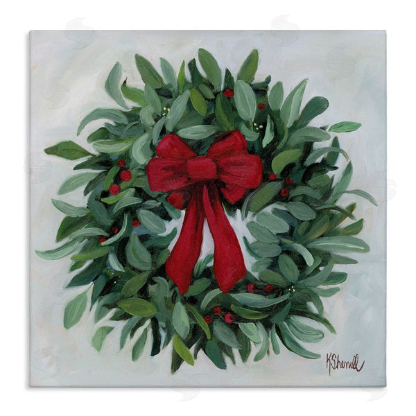stupell industries Kate Sherrill | Wreath with Red Bow
