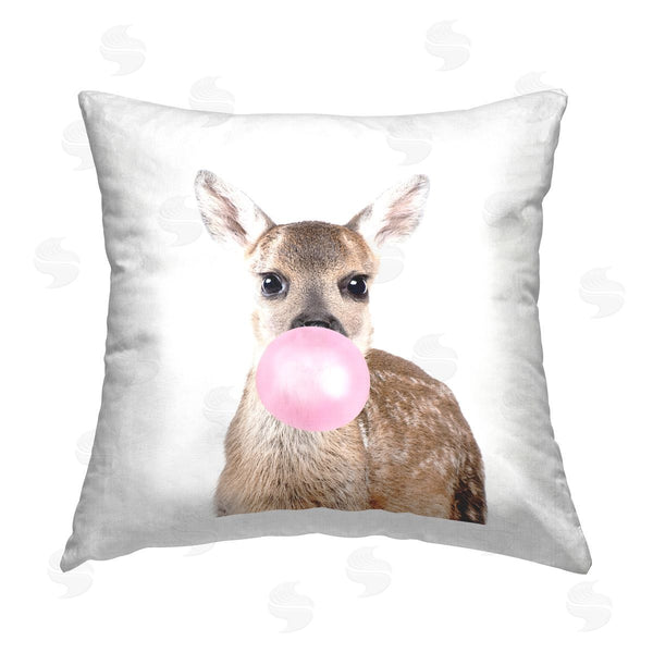 stupell industries Katherin Pienaar | Baby Fawn Deer Bubblegum Animal Printed Throw Pillow