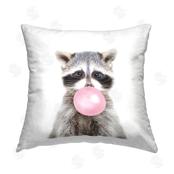 stupell industries Katherin Pienaar | Baby Raccoon with Bubblegum Printed Throw Pillow