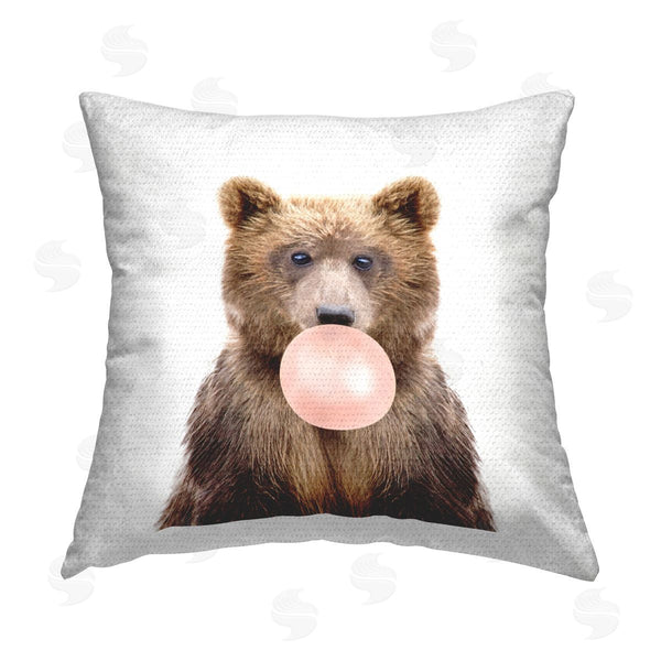 Stupell Industries Katherin Pienaar | Brown Bear Bubblegum Animal Printed Throw Pillow