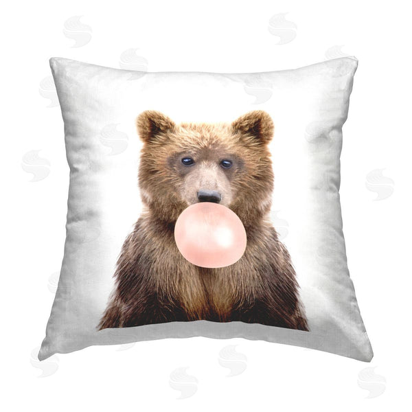 stupell industries Katherin Pienaar | Brown Bear Bubblegum Animal Printed Throw Pillow