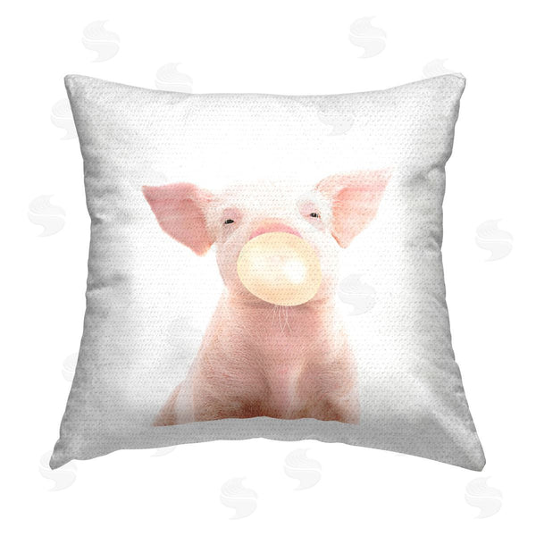 Stupell Industries Katherin Pienaar | Farm Animal Cute Pig Bubblegum Printed Throw Pillow