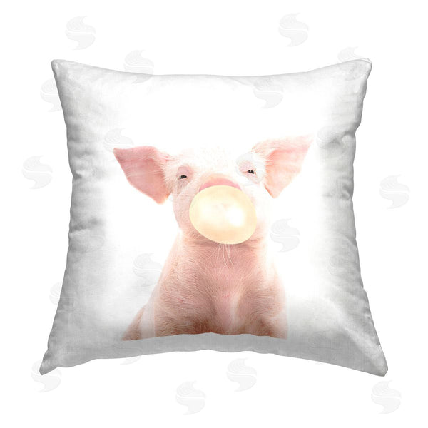 stupell industries Katherin Pienaar | Farm Animal Cute Pig Bubblegum Printed Throw Pillow