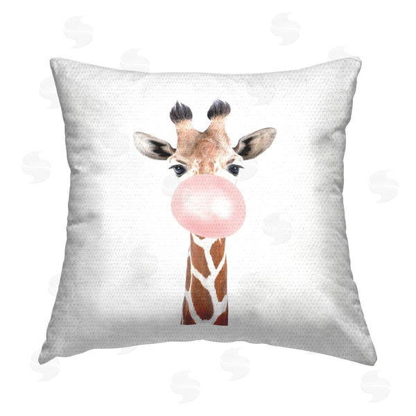 Stupell Industries Katherin Pienaar | Giraffe Blowing Bubblegum Wildlife Printed Throw Pillow