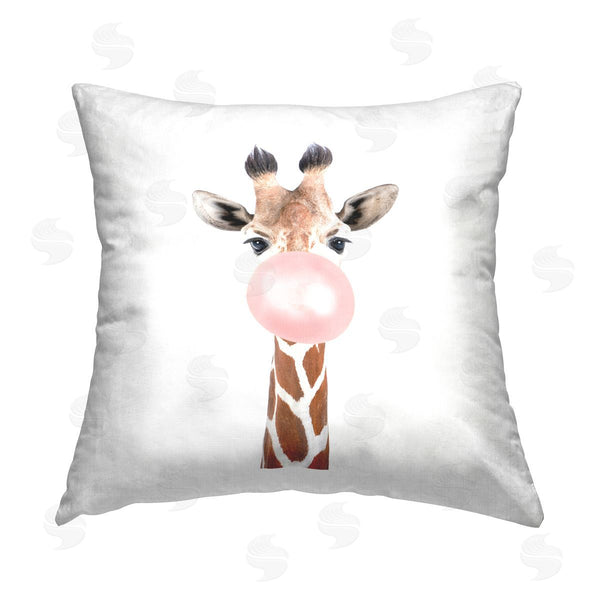 stupell industries Katherin Pienaar | Giraffe Blowing Bubblegum Wildlife Printed Throw Pillow