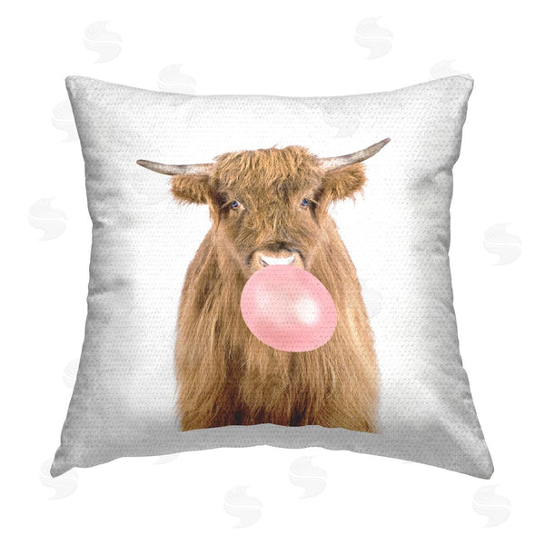Stupell Industries Katherin Pienaar | Highland Cow Bubblegum Farm Animal Printed Throw Pillow