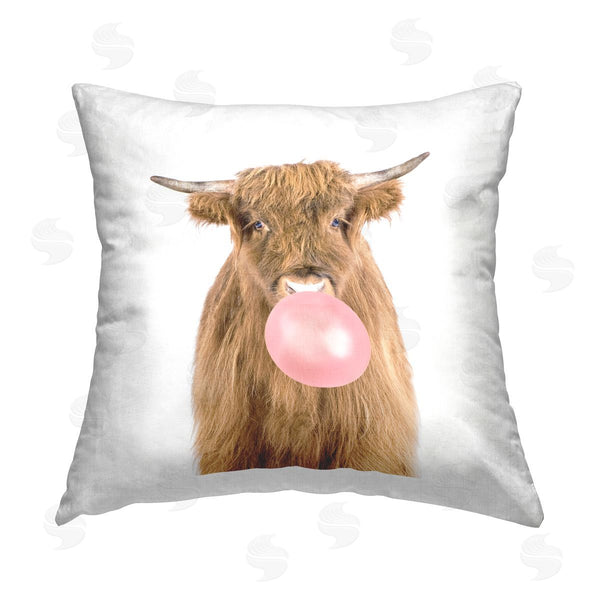 stupell industries Katherin Pienaar | Highland Cow Bubblegum Farm Animal Printed Throw Pillow