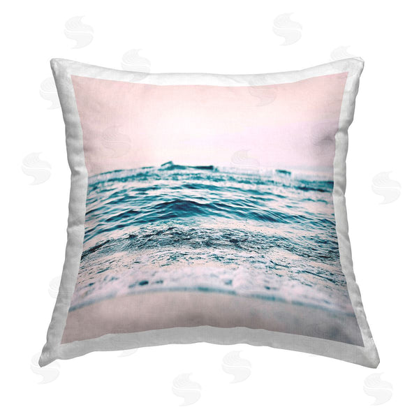 stupell industries Katherin Pienaar | Pink Summer Ocean Beach View Printed Throw Pillow