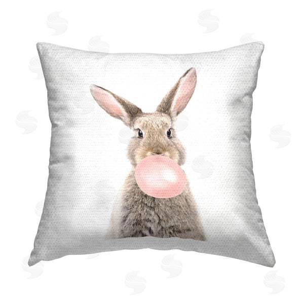 Stupell Industries Katherin Pienaar | Rabbit With Pink Bubblegum Printed Throw Pillow
