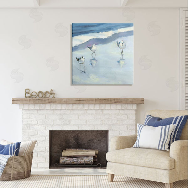 Stupell Industries Kathleen Broaderick | Blue Abstract Sandpipers Painting Wall Art