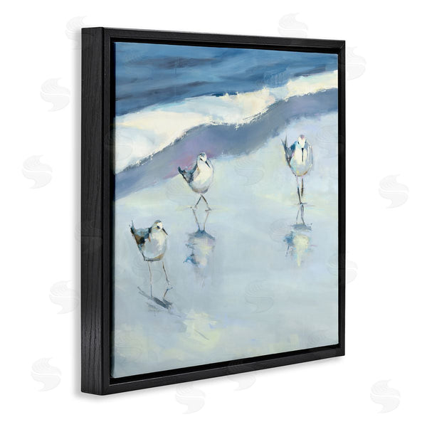 Stupell Industries Kathleen Broaderick | Blue Abstract Sandpipers Painting Wall Art