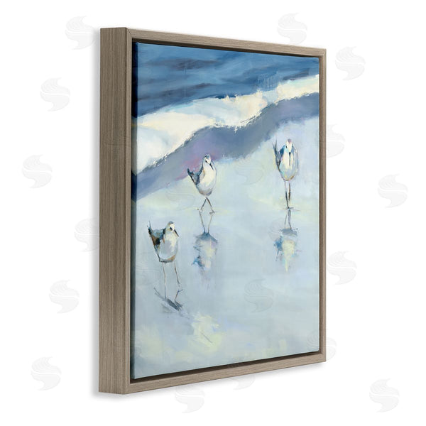 Stupell Industries Kathleen Broaderick | Blue Abstract Sandpipers Painting Wall Art