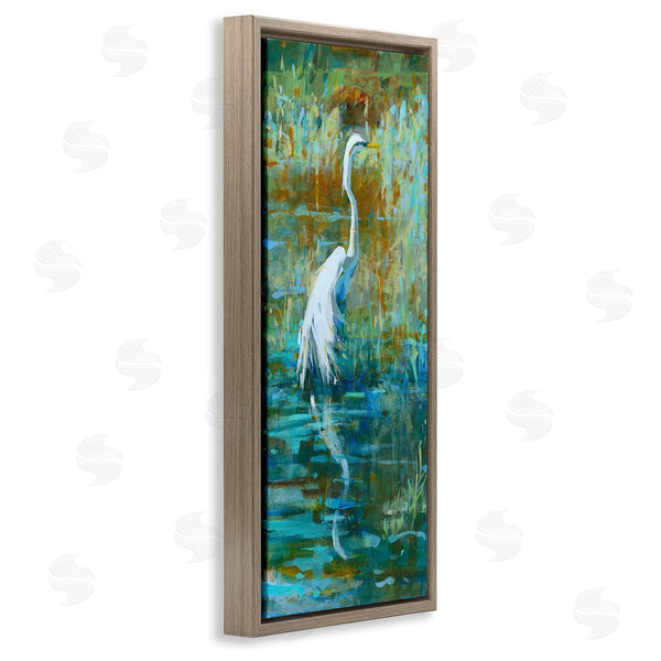 Stupell Industries Kathleen Broaderick | Egret Bird Swimming Pond Nature Wall Art
