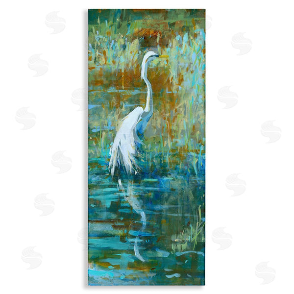 stupell industries Kathleen Broaderick | Egret Bird Swimming Pond Nature Wall Art