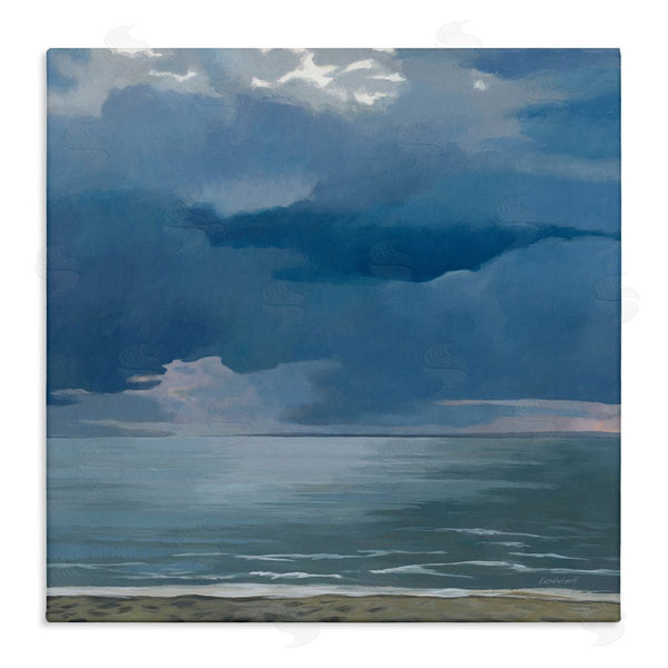 stupell industries Kathrine Lovell | Gloomy Cloud Beachscape Painting