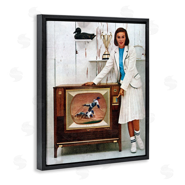 Stupell Industries Kathy Alper | Vintage Sports TV Ad Woman Wall Art