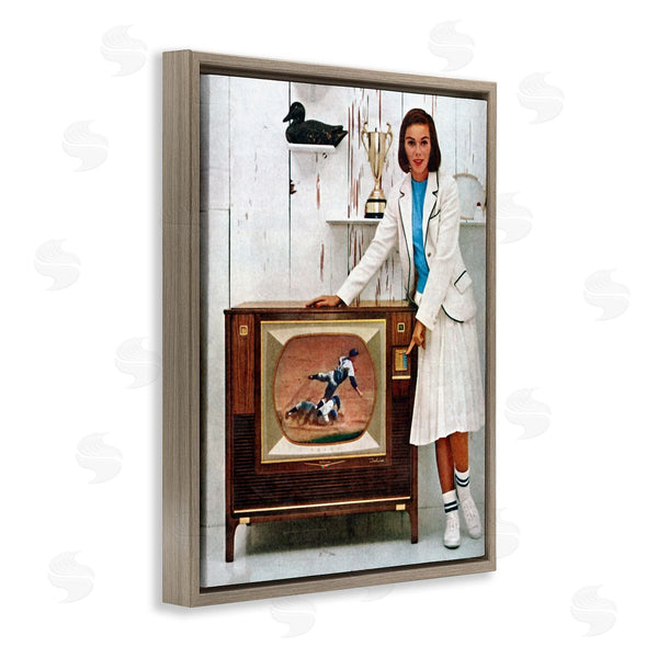 Stupell Industries Kathy Alper | Vintage Sports TV Ad Woman Wall Art