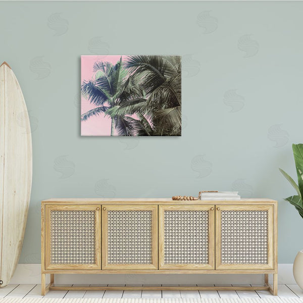 Stupell Industries Kathy Mansfield | Tropical Palm Tree Fronds Layered Tall Trees Pink Wall Art