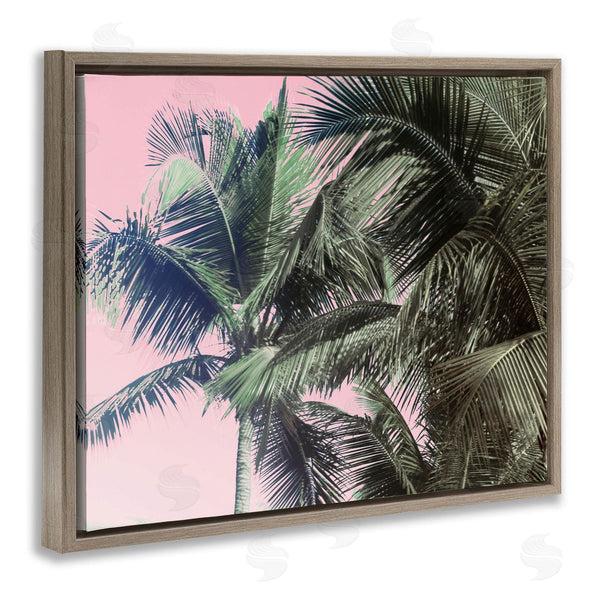 Stupell Industries Kathy Mansfield | Tropical Palm Tree Fronds Layered Tall Trees Pink Wall Art