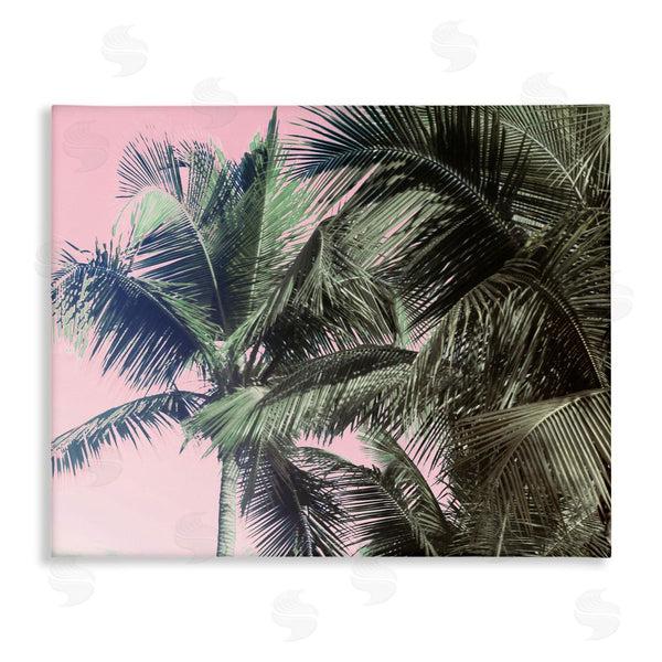 stupell industries Kathy Mansfield | Tropical Palm Tree Fronds Layered Tall Trees Pink Wall Art