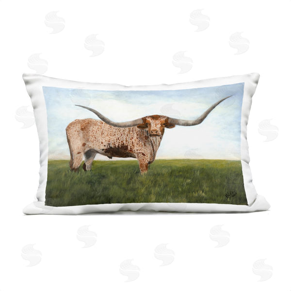 Stupell Industries Kathy Winkler  | Beautiful Horns Cattle Printed Throw Pillow