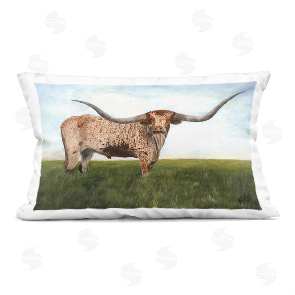 stupell industries Kathy Winkler  | Beautiful Horns Cattle Printed Throw Pillow