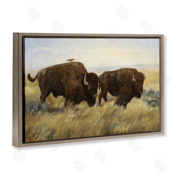 Stupell Industries Kathy Winkler  | Bison Duo With Perched Bird