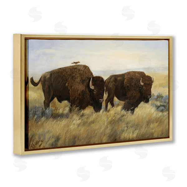 Stupell Industries Kathy Winkler  | Bison Duo With Perched Bird