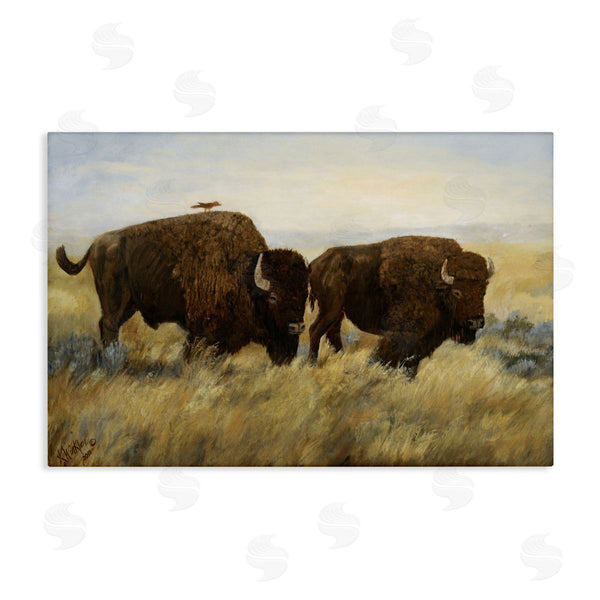 stupell industries Kathy Winkler  | Bison Duo with Perched Bird