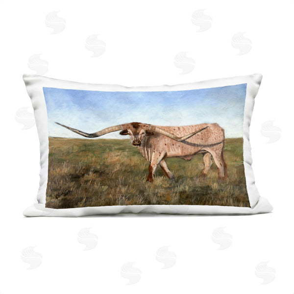 Stupell Industries Kathy Winkler  | Cattle With Beautiful Horns Printed Throw Pillow