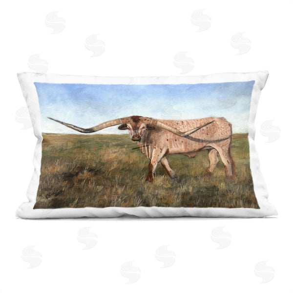 stupell industries Kathy Winkler  | Cattle with Beautiful Horns Printed Throw Pillow