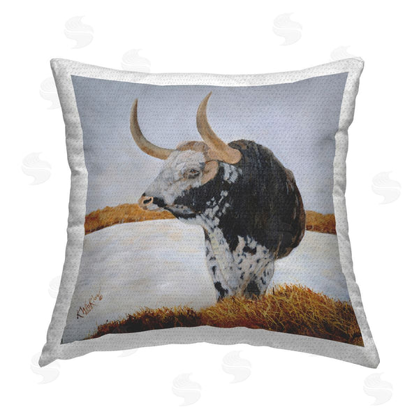 Stupell Industries Kathy Winkler | Country Longhorn By Stream Printed Throw Pillow