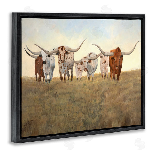 Stupell Industries Kathy Winkler  | Family Of Longhorn Cattle