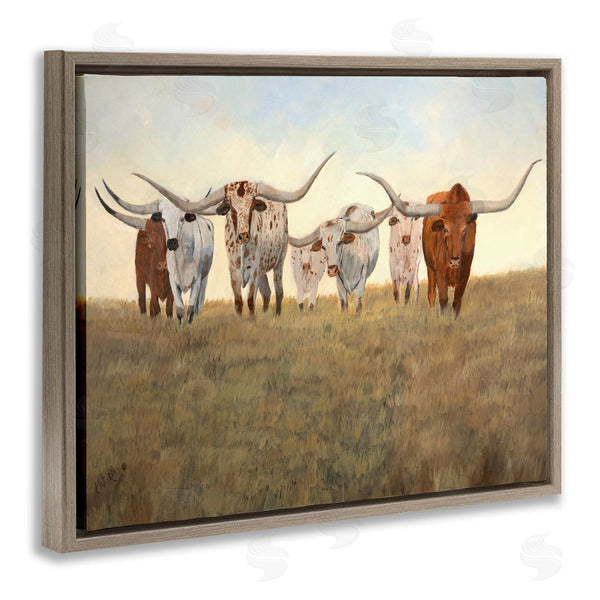 Stupell Industries Kathy Winkler  | Family Of Longhorn Cattle