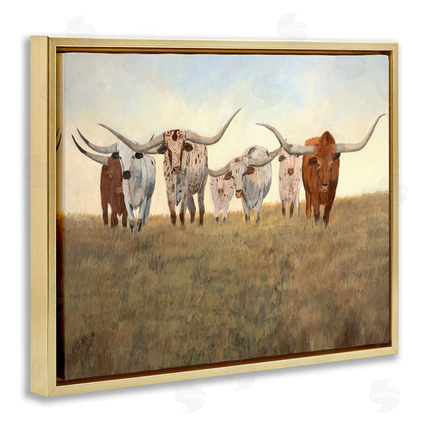 Stupell Industries Kathy Winkler  | Family Of Longhorn Cattle