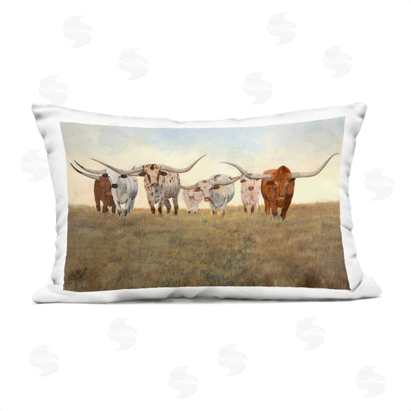 Stupell Industries Kathy Winkler  | Family Of Longhorn Cattle Printed Throw Pillow