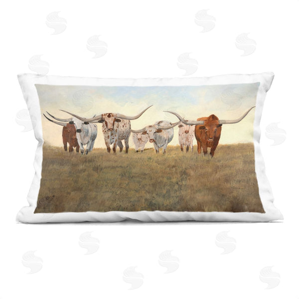 stupell industries Kathy Winkler  | Family of Longhorn Cattle Printed Throw Pillow